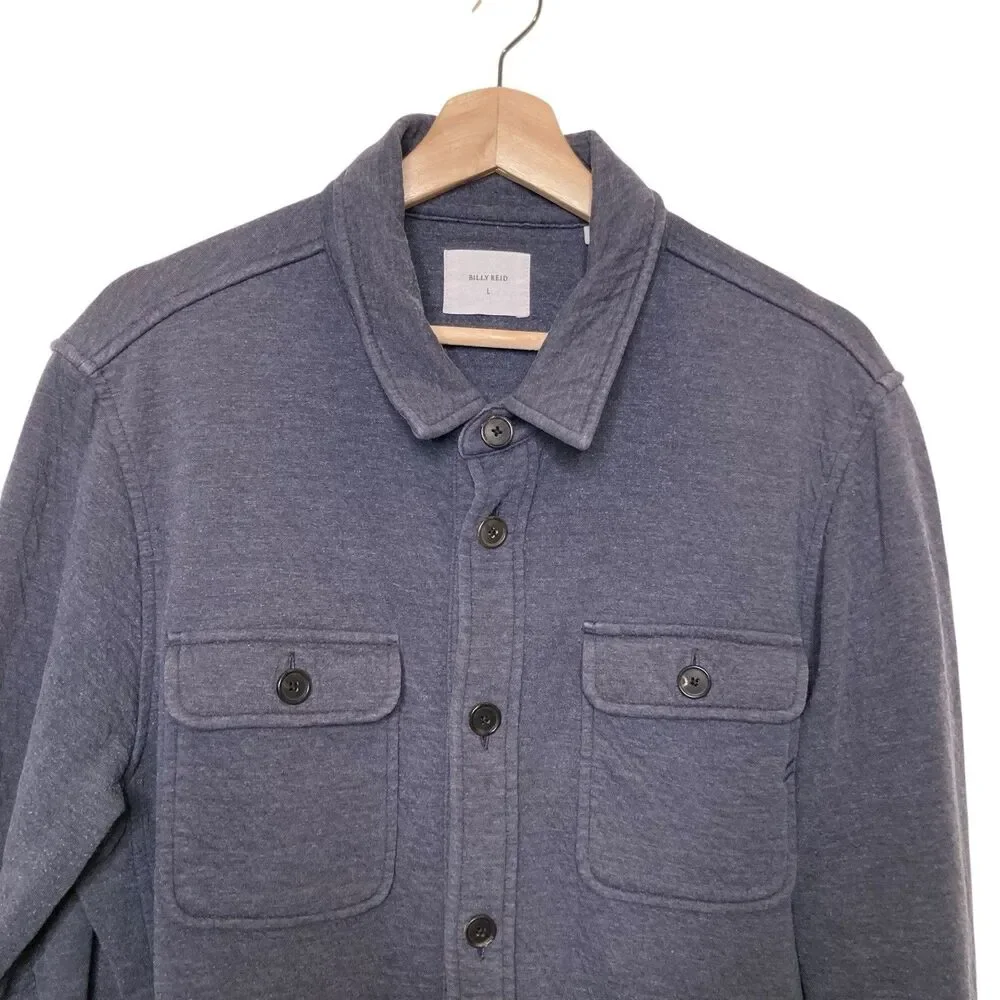 Billy Reid Men's Large Darryl Button-Up Shirt Jacket Gray Shacket Pockets